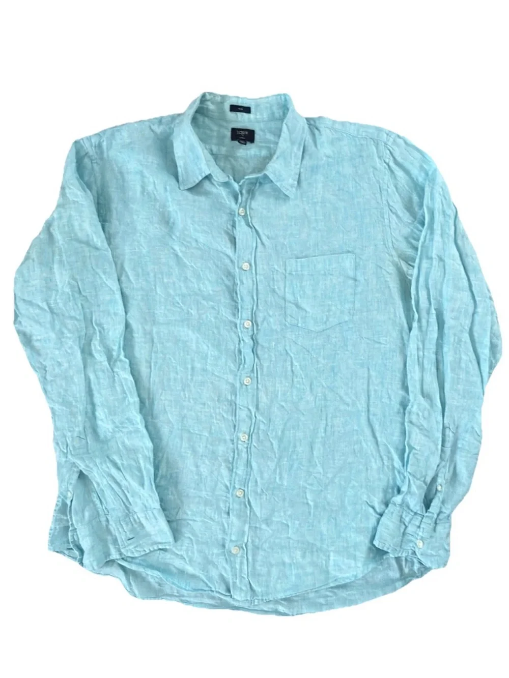 J.Crew Men's Slim Fit Linen Shirt XL-T  Tall - Color Teal/Aqua